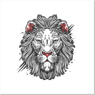 Lion white Posters and Art